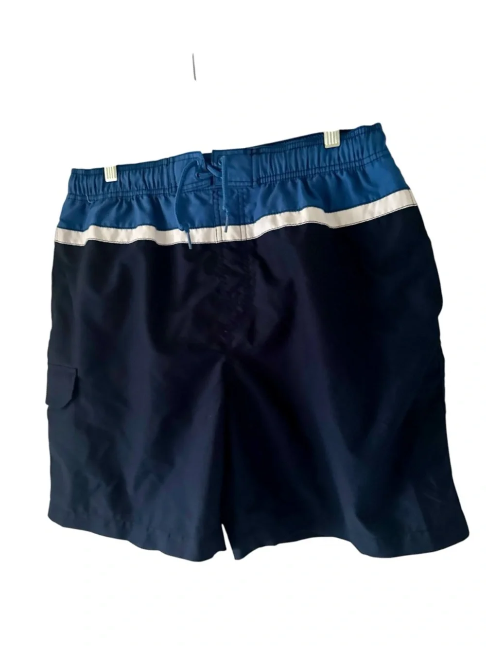 Islander Men's Navy and Blue & White Swim Trunks with Contrast Stripe